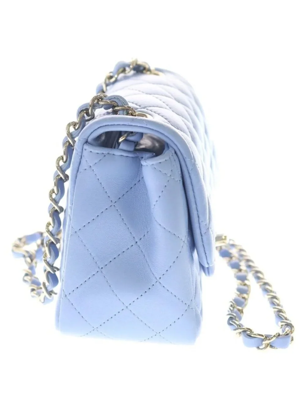 Chanel Mini Quilted 17 Chain Mini Shoulder Bag Purple Lambskin Gold